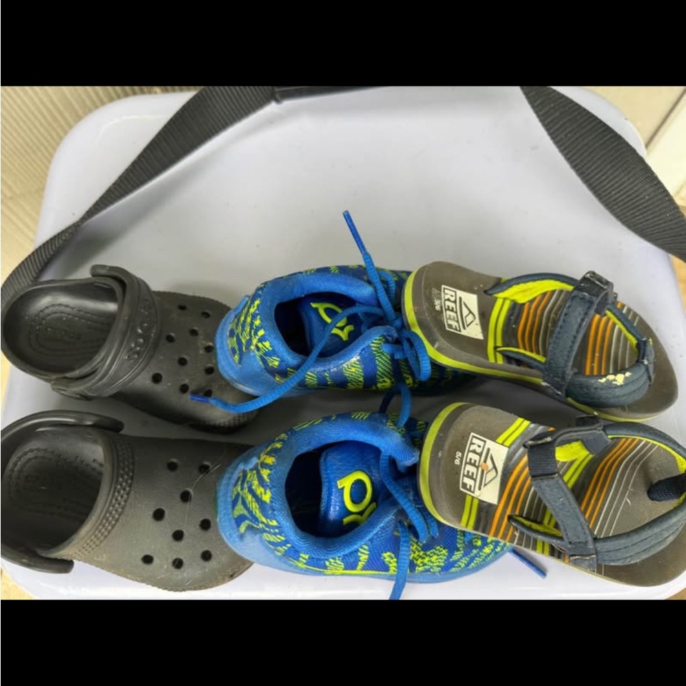 Crocs Nike and reef Black and Blue Footwear bundle